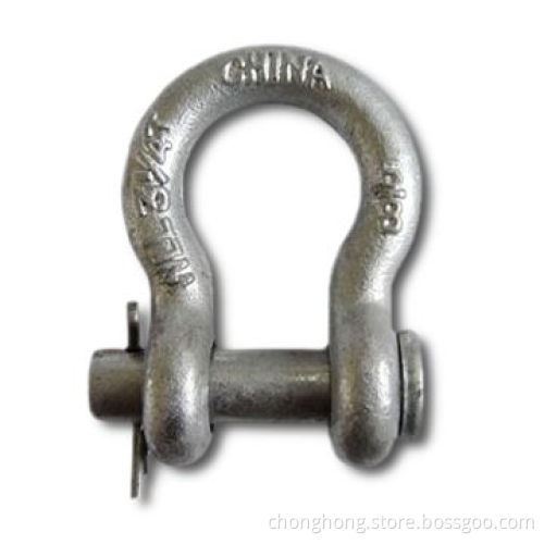 US Type Round Pin Anchor Shackles, Made of Carbon Steel, with E-galvanized and Hot-dip Galvanized